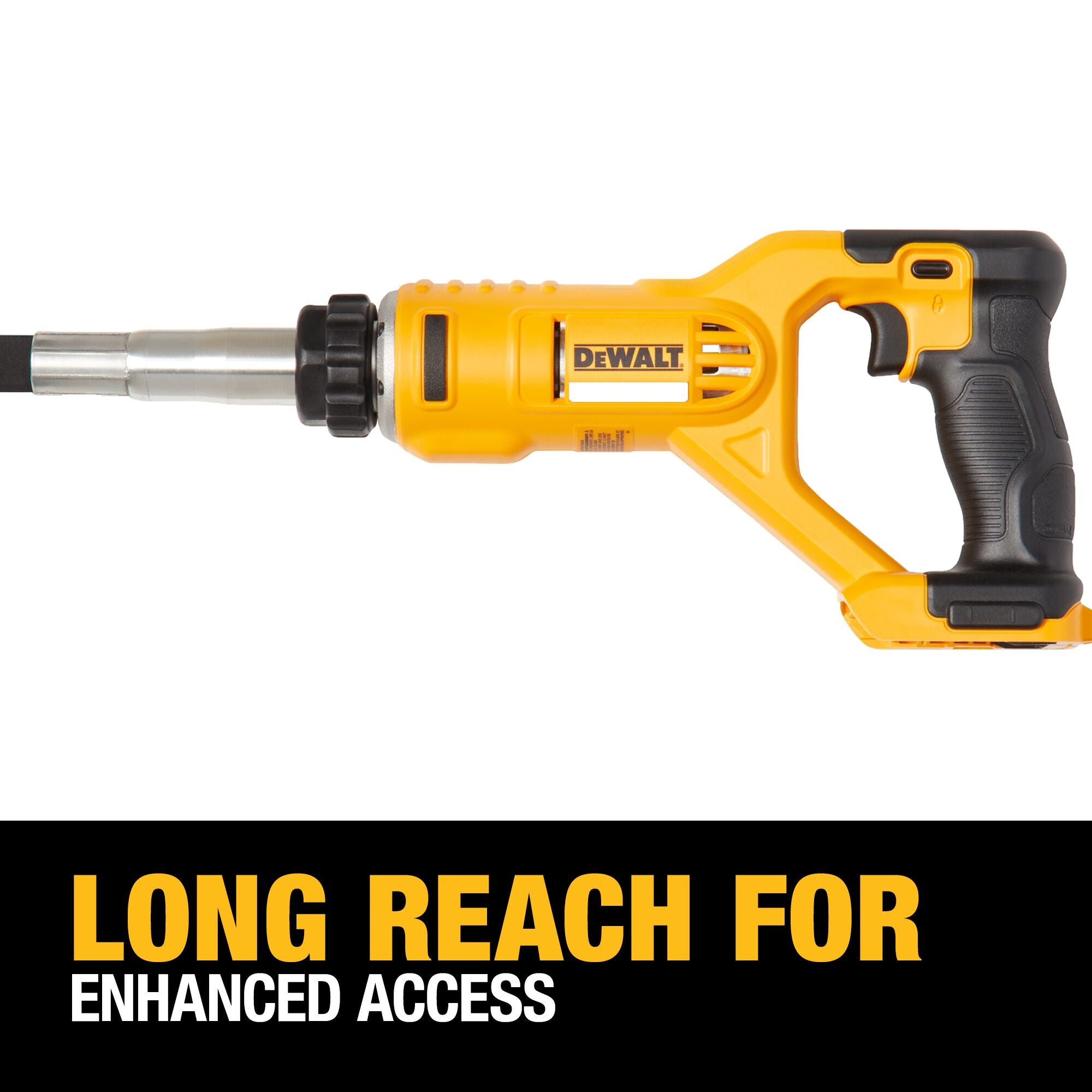 Long reach for enhanced access: the DeWalt pencil vibrator consolidating concrete in a deep form