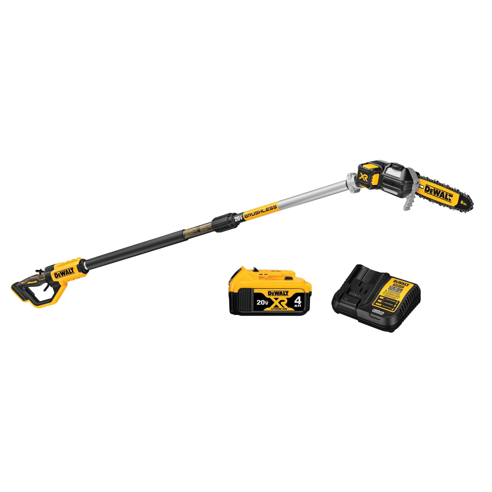 DeWalt 20V MAX XR Brushless Cordless Pole Saw Kit – 8" Bar, 15 ft Reach