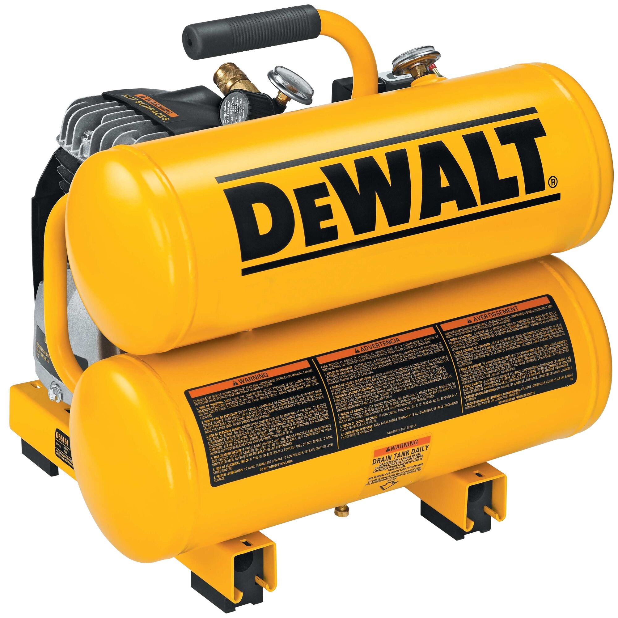 DeWalt 1.1 HP Twin-Tank 4 Gallon Hand-Carry Air Compressor