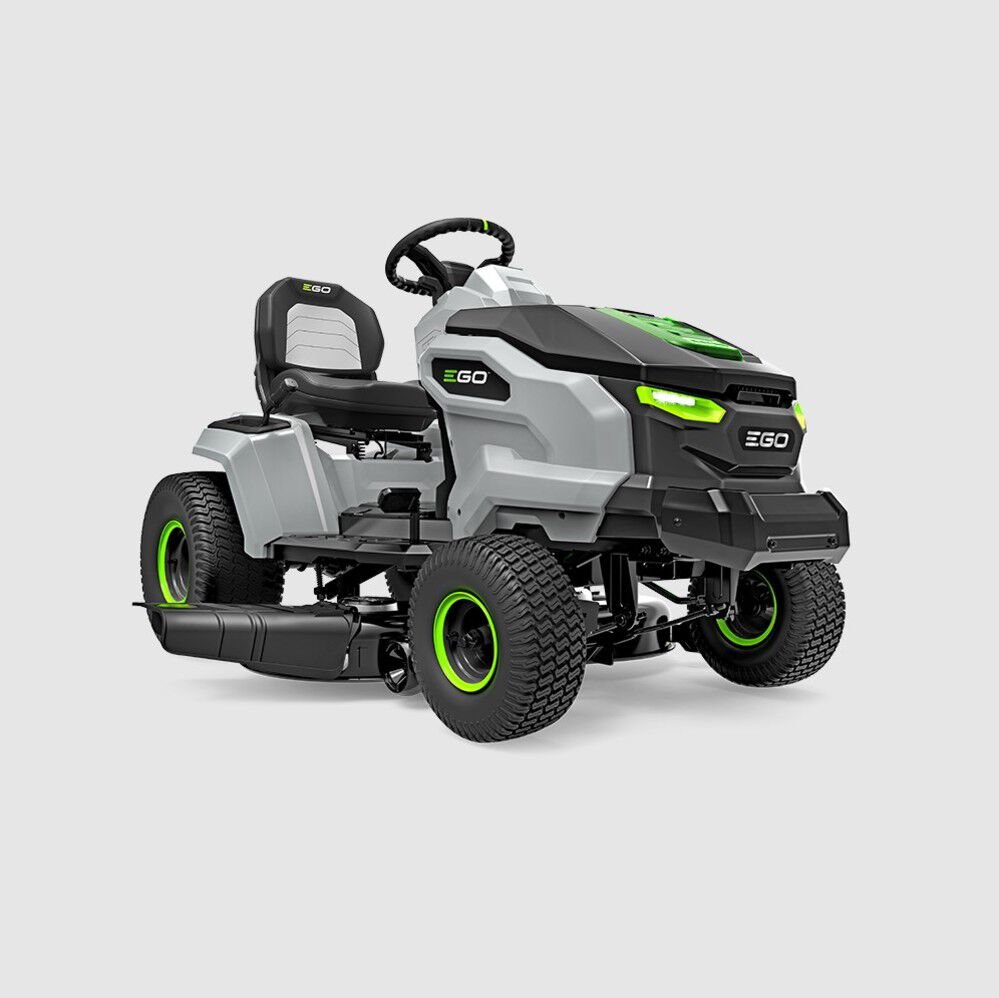 EGO POWER+ T6 42-inch riding lawn tractor, front three-quarter studio view