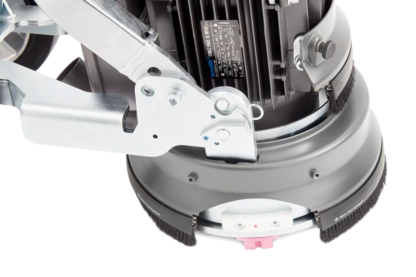 Close-up of the grinding head and dust skirt of the Husqvarna PG 280