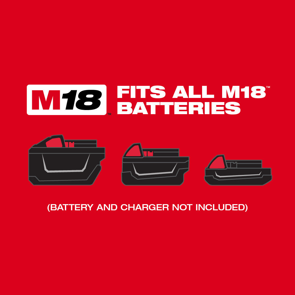 The M18 FUEL pencil vibrator fits all M18 batteries, battery and charger not included