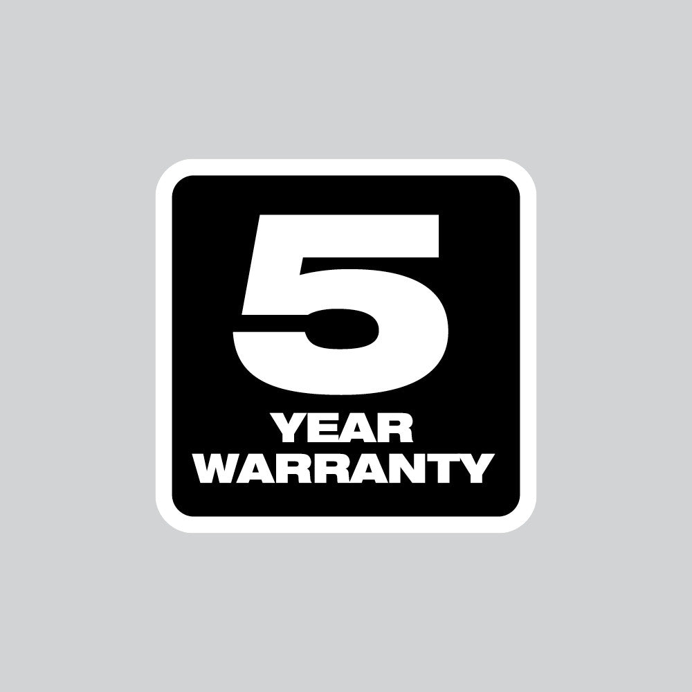 Milwaukee 5-year warranty logo