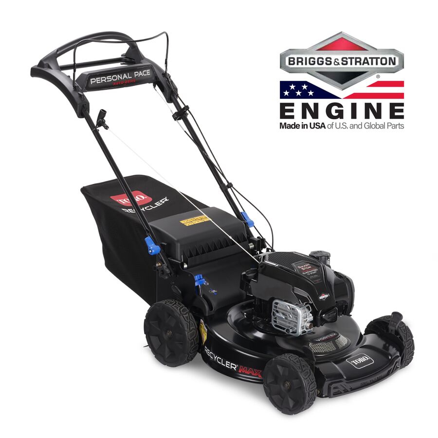 toro-22-inch-recycler-max-gas-lawn-mower-with-personal-pace-smartstow-3.jpg: Toro 22-inch Recycler Max self-propelled gas lawn mower with SmartStow vertical storage