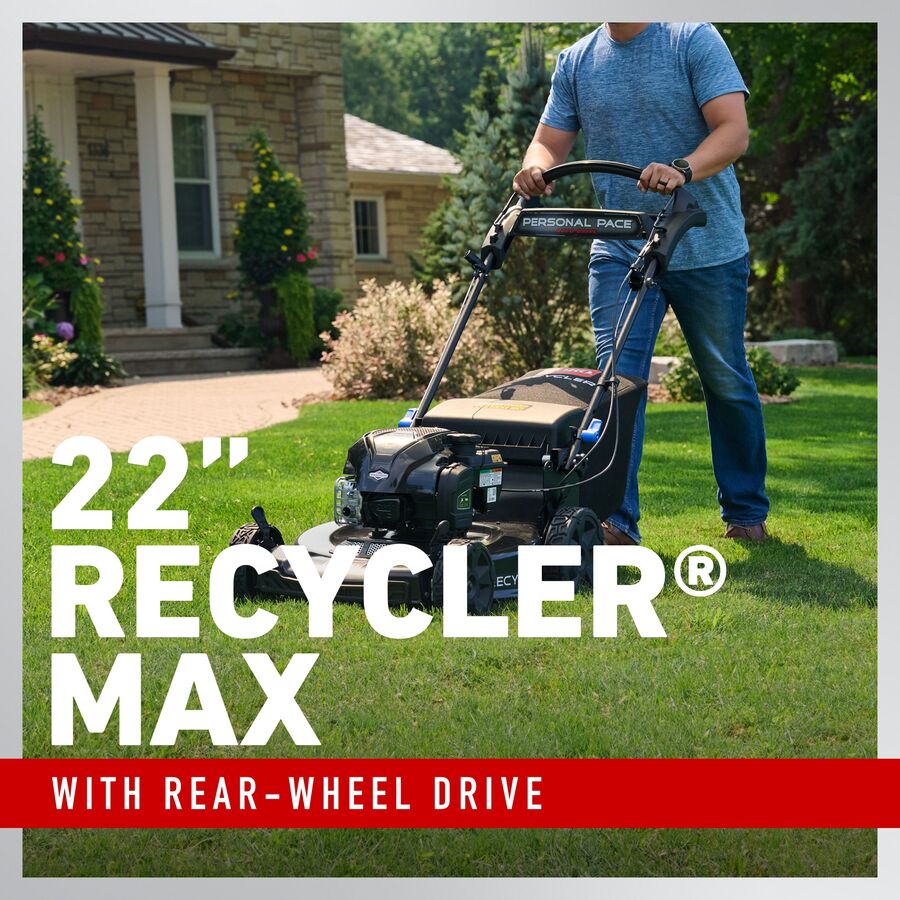 toro-22-inch-recycler-max-gas-lawn-mower-with-personal-pace-smartstow-7.jpg: Toro 22-inch Recycler Max self-propelled gas lawn mower with SmartStow vertical storage